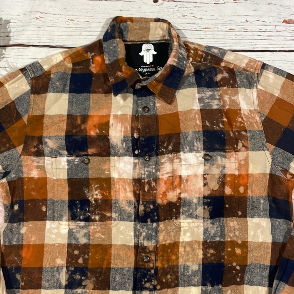 Two Gypsea Souls Peanuts Graphic Snoopy Tie Dye Flannel Button Down Top - Picture 8 of 10